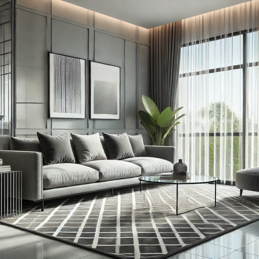 Gri Oturma Odası Dekorasyonu