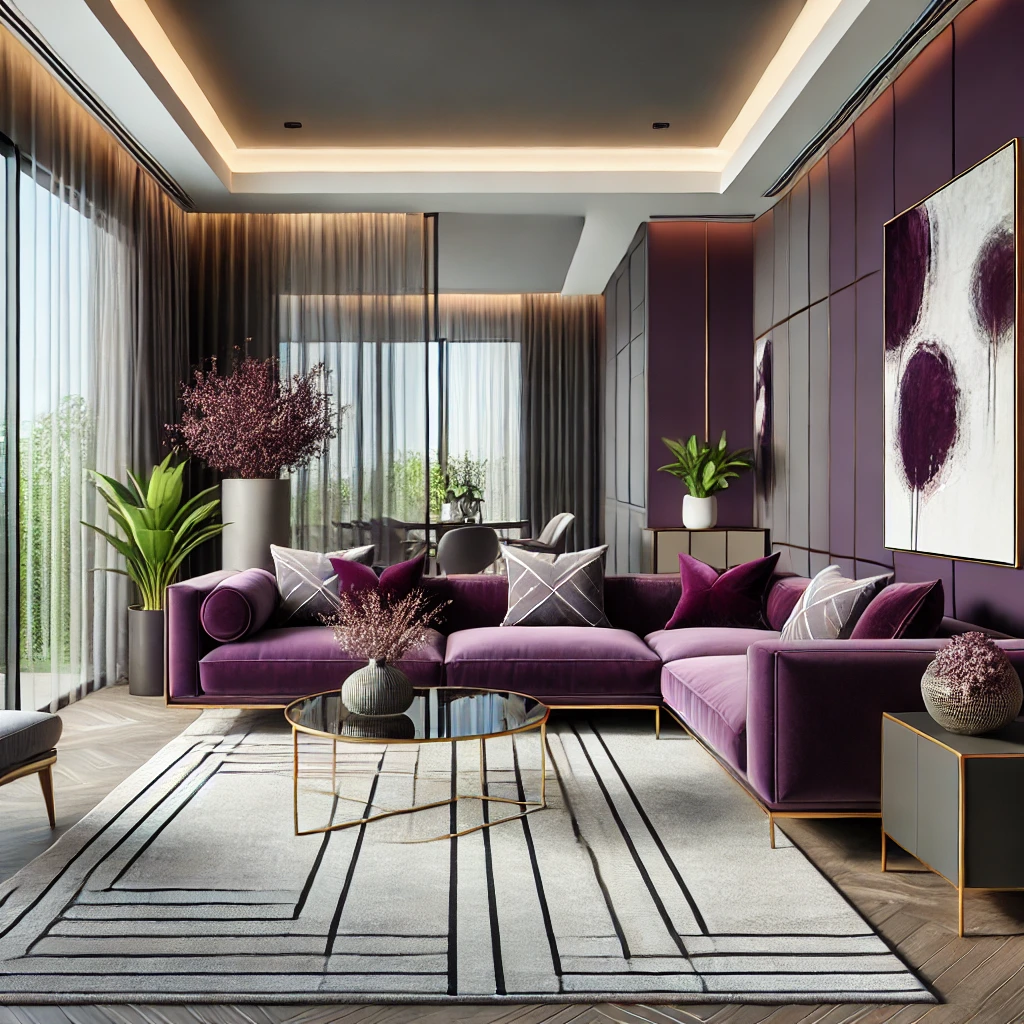 Mürdüm Oturma Odası Dekorasyonu