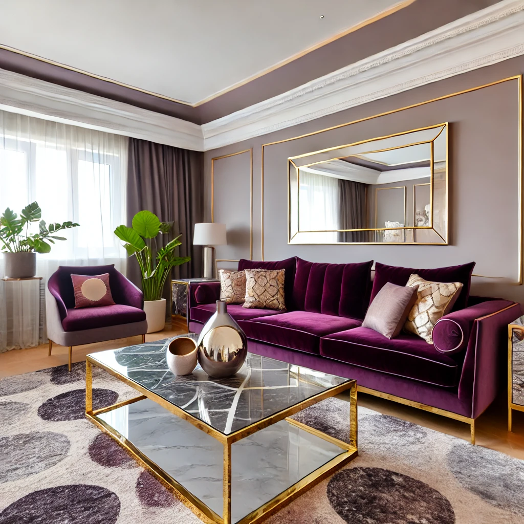 Mürdüm Oturma Odası Dekorasyonu