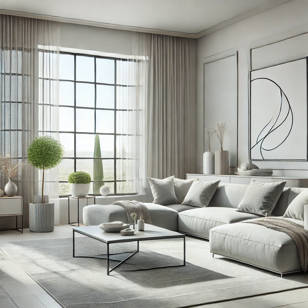 Açık Gri Salon Dekorasyonu