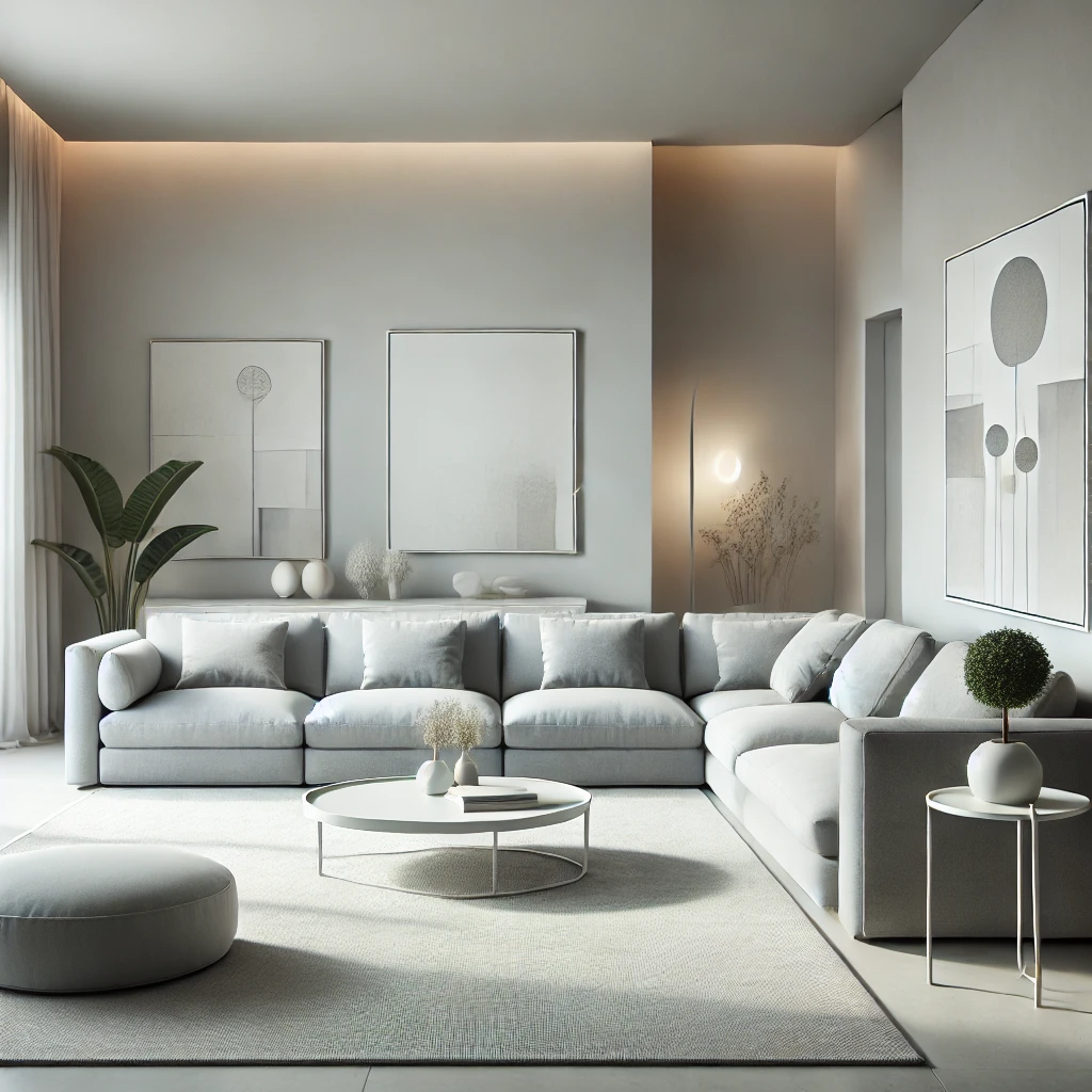 Açık Gri Salon Dekorasyonu