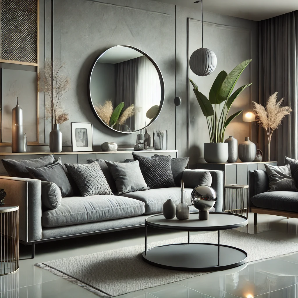 Gri Salon Dekorasyonu