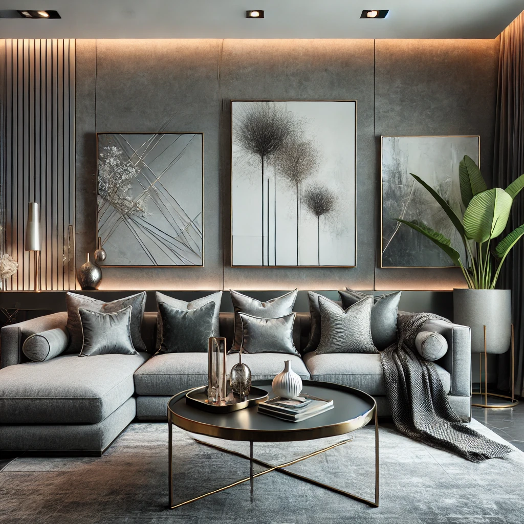 Gri Salon Dekorasyonu