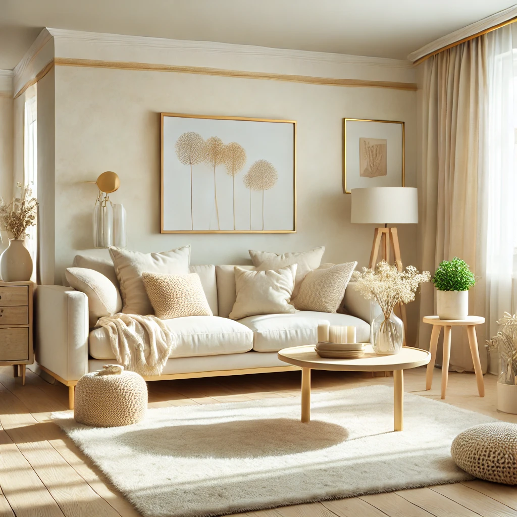 Krem Rengi Salon Dekorasyonu