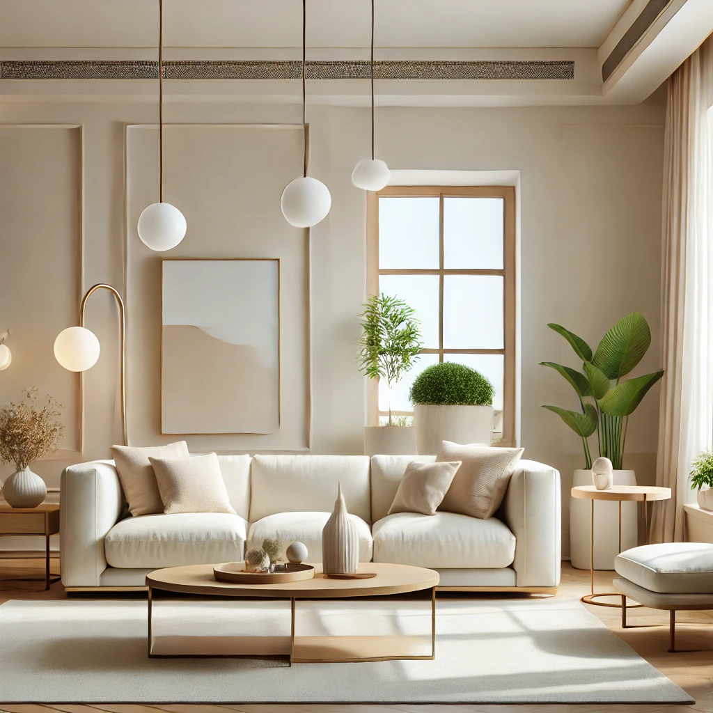 Krem Rengi Salon Dekorasyonu