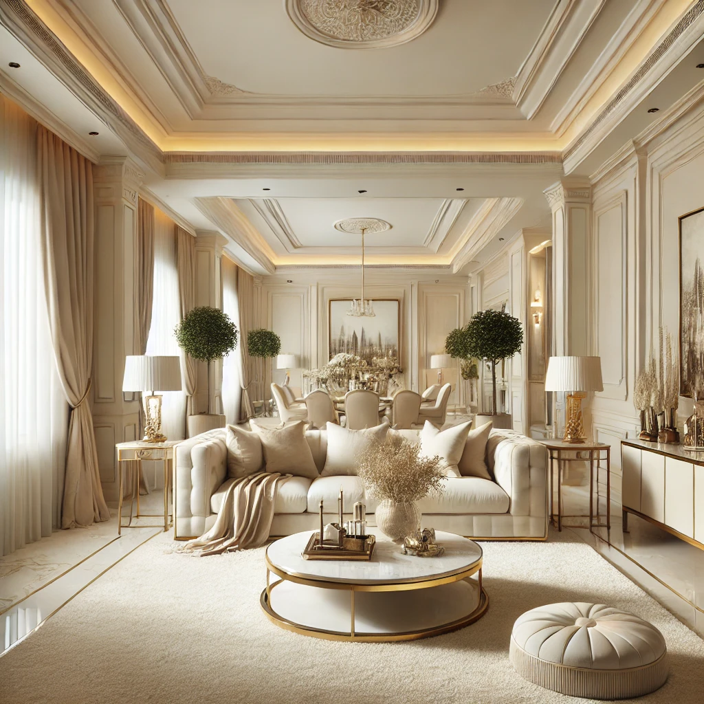 Krem Rengi Salon Dekorasyonu