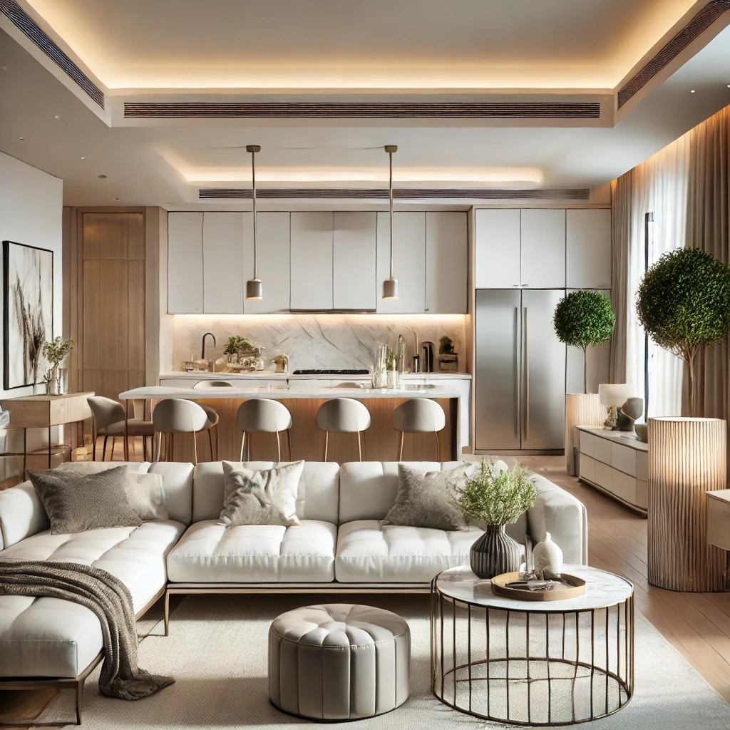 Amerikan Mutfaklı Salon Dekorasyonu