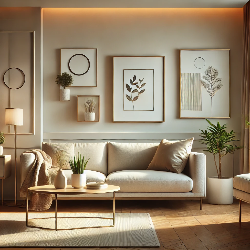 Sade Şık Salon Dekorasyonu