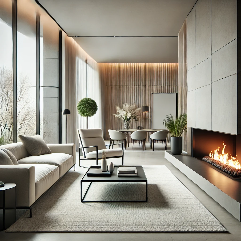 Salonda Şömine Dekorasyonu